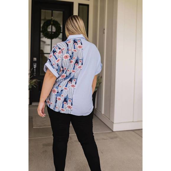 NEW JODIFL best of both worlds button down top in blue - Picture 6 of 6